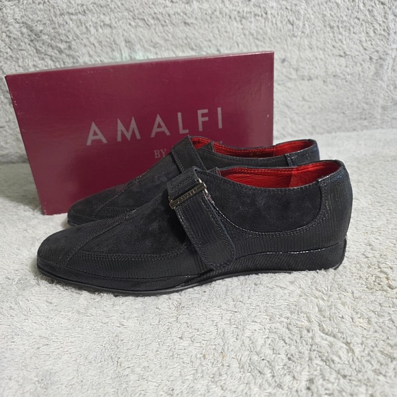 Amalfi by Rangoni Womens Black Italian Suede Leather Lined Monk Strap Loafers 9M - Picture 5 of 7